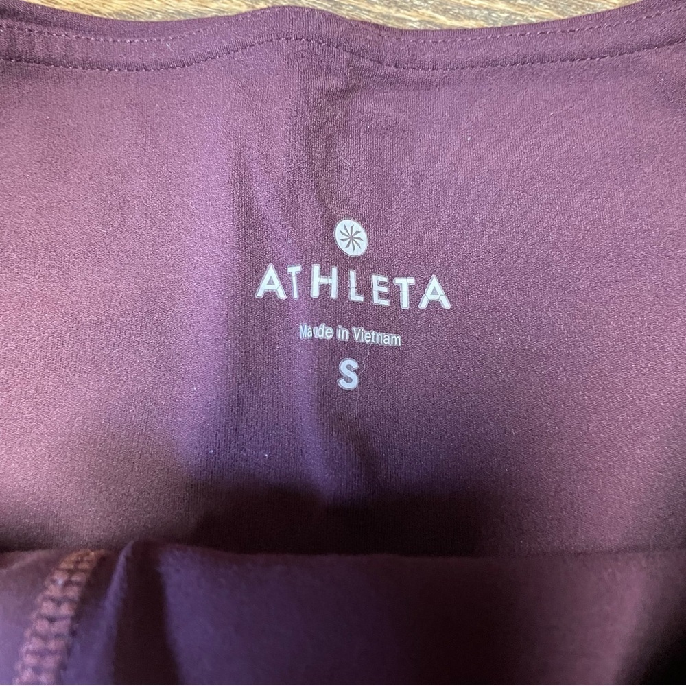 Athleta Peekaboo 7/8 Tight Leggings Womens Small Wine High Rise Mesh Yoga - Picture 5 of 12